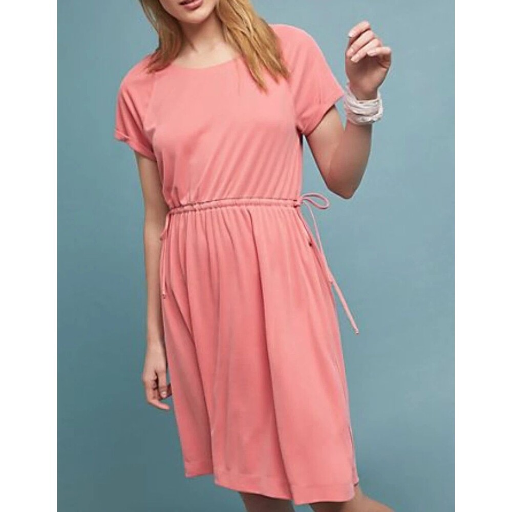 Anthropologie Waisted Cupro Dress Rose XXSP NEW